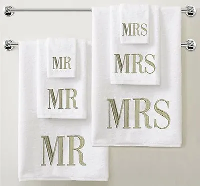 £34.99 • Buy Luxury 100% Cotton Mr & Mrs Monogrammed Bath Towel 6 Piece Gift Bale Set