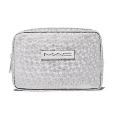 MAC Makeup 2024 Holiday Cosmetic Bag Silver Metallic Zip Around Case NEW Travel • $10.94