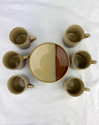 Vintage Ceramic Glazed Espresso Cups And Saucers Set Of 6 MCM Style • $30