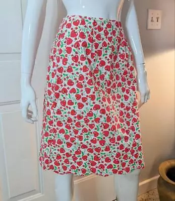 Lilly Pulitzer Scalloped Skirt Vintage Red Heart Cherries 24  Waist '80s NWOT XS • $36.95