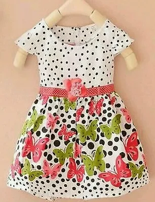 £4.99 • Buy Baby Girls Cotton Dress 6-9-12-24 Months Single Flower BUTTERFLY Dress Ukseller 