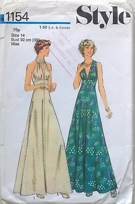 £6.99 • Buy Vintage Original Evening Summer Maxi Dress Sewing Pattern Style 1154