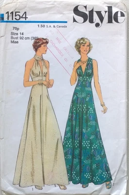 £6.99 • Buy Vintage Original Evening Summer Maxi Dress Sewing Pattern Style 1154