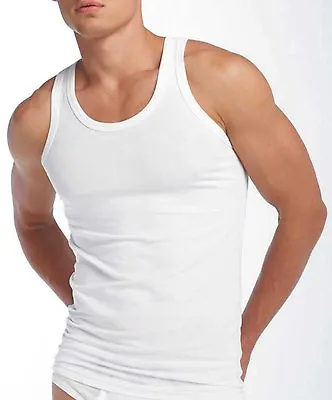 SLIM FIT FITTED Sleeveless 100% Cotton 3 Pack Plain Muscle Gym Singlet Top Vest • £9.95