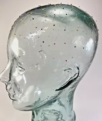 Vintage Sheer Invisible Nylon Hair Net Hand Made With Colorful Beads • $14.99