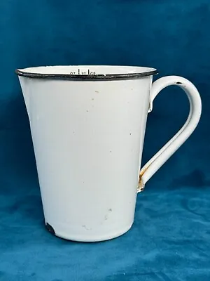 Vintage Australian Enamel 2 Pint Measuring Jug White And Black • $29.95