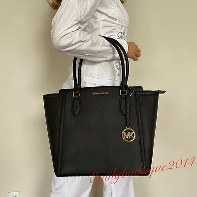 NWT Michael Kors Ayden Large NS Tote Black Saffiano Leather Shoulder Bag Handbag • $291.19