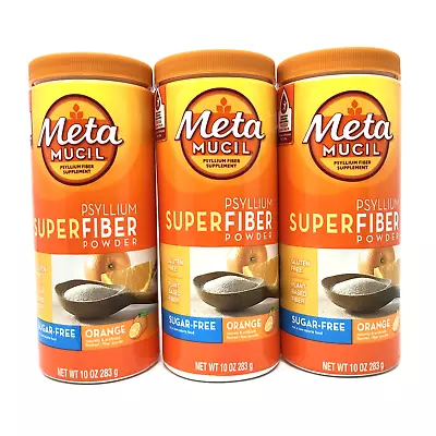 3 X Metamucil Super Fiber Powder Sugar-Free Orange 10 Oz EXP 1/25 FREE SHIPPING • $36.88