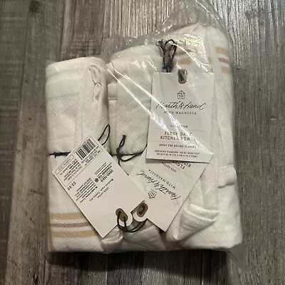 Hearth & Hand Magnolia 3 Pack Flour Sack Kitchen Towel Cream Gold Rust • $29.99