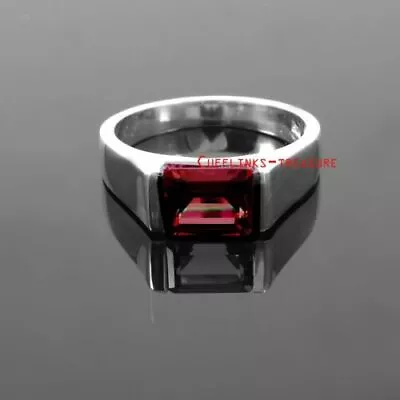 Natural Garnet Gemstone With 925 Sterling Silver Ring For Men's  • $59.85