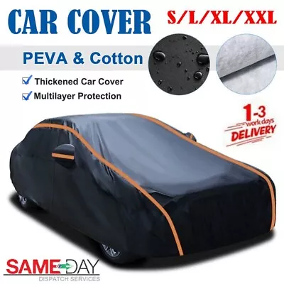 Waterproof 6 Layer Car Cover Heavy Duty Cotton Lined UV Protection - Size Large • £19.88