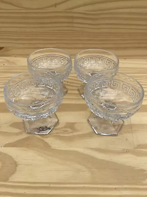 Heisey Glass  Greek Key Low Sherbet Glasses Set Of 4 3 Inch • $27.99