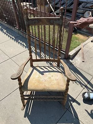 Antique Oak Armed Pressed Back Rocker - Doweled Pin Craftsmanship • $250