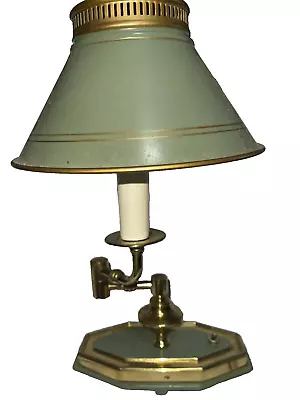 Vintage Leviton Brass Green & Gold Table 14.5  Lamp Metal Bronze Steampunk WORKS • $74.99