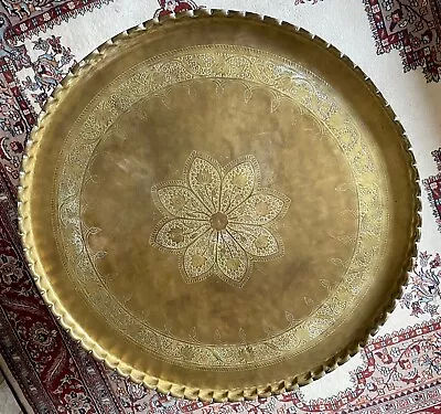   ON Sale $1299.00   reg $2000 Vintage Indian Brass Coffee Table Brass Top • $1299.99