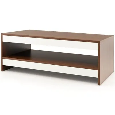 2-Tier Modern Rectangle Coffee Table Cocktail Wooden Center Table Storage Shelf • $73.96