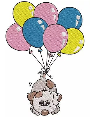 Adorable Little Dog Balloon Embroidered Pattern • $2.51