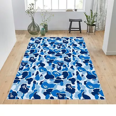 Blue Rug Fashion Street Cool Blue Rug Custom Rug Street Art Decor Home Deco • $49