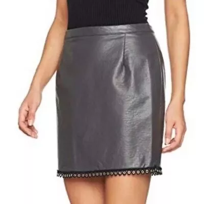 MINKPINK The Mon Cherie Vegan Leather Mini Skirt Size Small Gray And Black NEW • $16