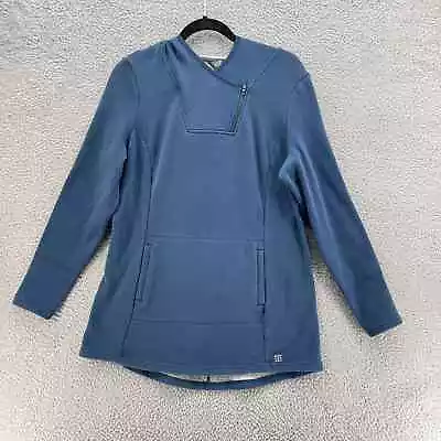 Title Nine Mighty Hoodie Women Medium M Blue Longline Tunic Sweatshirt Outdoor • $28.04