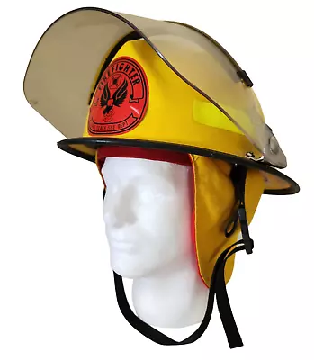 1991 Firefighter HELMET Morning Pride Lite Force V Face Shield Chin Strap Flaps • $280.99