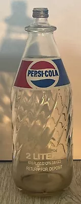 Vintage Pepsi-Cola 2 Liter (67.6 Fl. Oz.) Acl Swirl Glass  Bottle ‘70s • $15