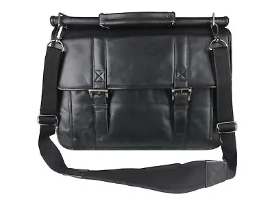 Wilsons Leather Unisex Black Leather Top Handle Briefcase Document Case Bag • $43.99