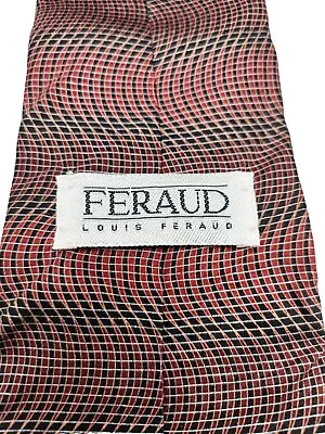 Louis Feraud 100% Imported Silk  Red Geometric Print Mens Tie • £12.99