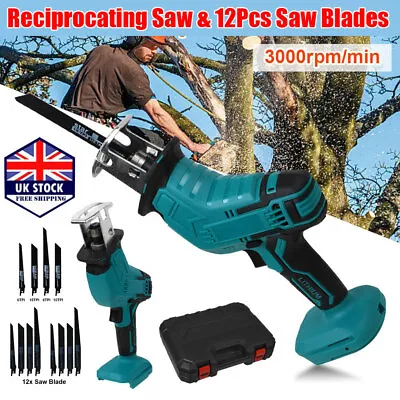 £24.99 • Buy Cordless Electric Reciprocating Saw Garden W/ 12 Blades Wood Cutting Pruning Saw