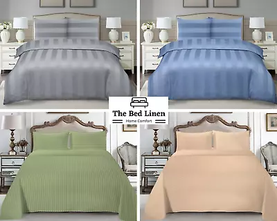 Cotton Ultra Soft Striped Quilt Duvet Donna Cover 2xPillowcase (DOUBLE/QUE/KING) • £30.62