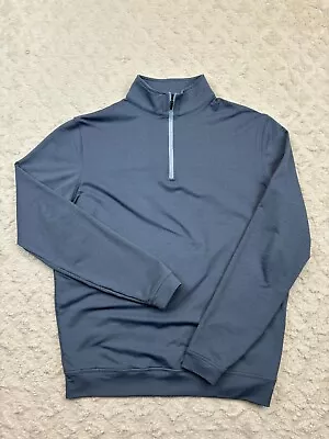 Peter Millar Sweater Men Small Crown Sport 1/4 Zip Pullover Blue Golf Logo • $27.99