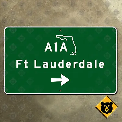 Florida Ft. Lauderdale State Route A1A Highway Road Sign Beach 1961 15x9 • $95.92