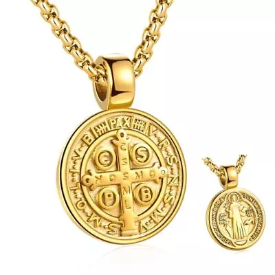 Collar Con Colgante De Medalla De Exorcismo De San Benito Para Católico Romano • $15.29