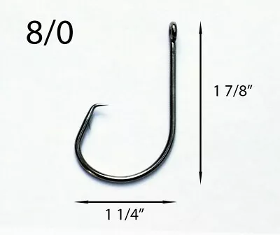 PACK OF 50 Size 8/0 TACKLEWORKS Circle Non-Offset Inline Fishing Hooks 7381 • $12.50