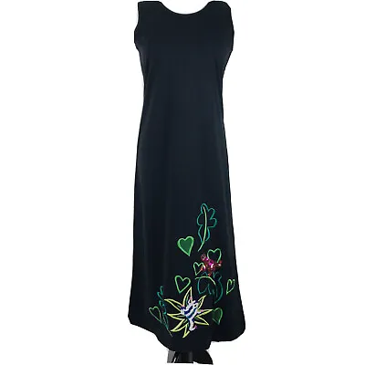 Michael Simon Event Small Black Embroidered Sequin Frogs Sleeveless Tank Dress  • $54.95