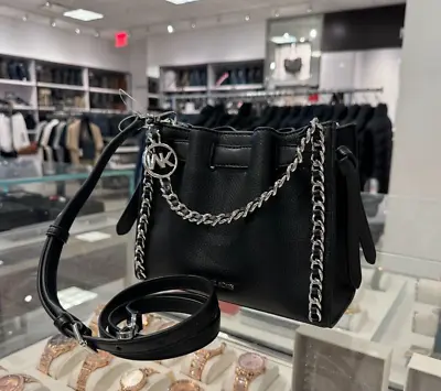 Michael Kors Mina Small Belted Chain Shoulder Crossbody Bag Black • $94.80