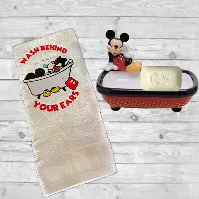 Disney Mickey Mouse Wash White Bathroom Hand Towel Embroidered TinksTreasurez • $16.50