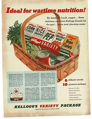 1943 Kellogg's Cereal Variety Pack In Basket Art Vintage Print Ad • $8.95