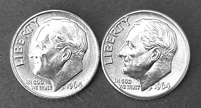 1964 P&D 10c SILVER Roosevelt Dime 2-Mint Set. Super BU.  (R007) • $4.95