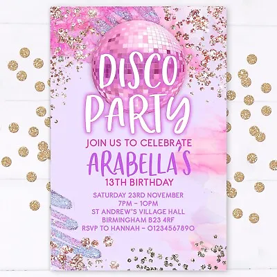 Personalised Disco Party Invitations Birthday Invites Dance Party Pack Of 10 • £5.95