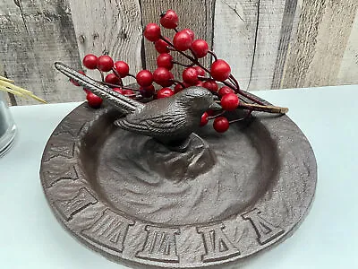 Sundial Bird Feeder Bath Cast Iron Garden Clock Outdoor Sculpture Ornament Bowl • £27.99