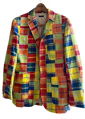 Ralph Lauren Mens NWT Madras Plaid Jacket Blazer Lined Size Medium Sport Coat • $100