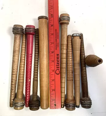 Wood Spools Bobbins Wooden Industrial Style 3 -10  Spindles Quills Mixed Lot-10: • $18