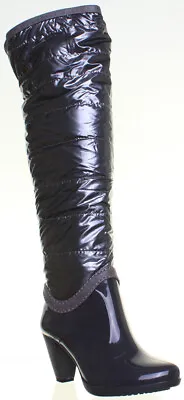 £12.99 • Buy Womens Round Toe Block Heel Knee High Boots With Side Zip In Grey Size UK 3 - 8