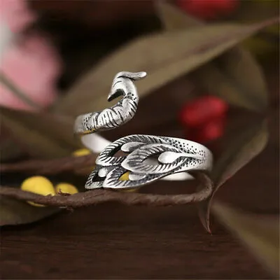 $13.74 • Buy Elegant 925 Sterling Silver Charm Fashion Phoenix Peacock Ring One Size Fit All