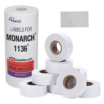 Monarch 1136 Price Gun White Labels 8 Rolls EASY LOADING AND CHANGING OF LABELS • $32.55
