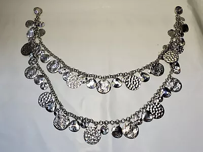 CHICO'S Layered Hammered Medallion Statement Collar Bib Women's Silver Necklace • $18