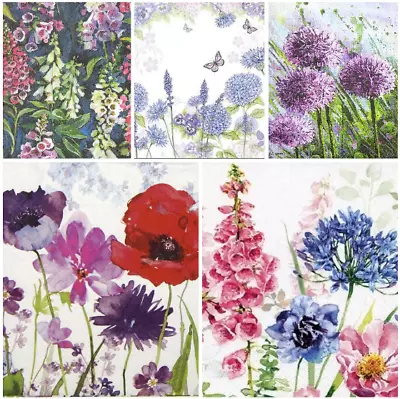 £2.89 • Buy Flower Napkins X4 Foxglove Purple & Pink Floral Decoupage Napkins Mix Packs Avai
