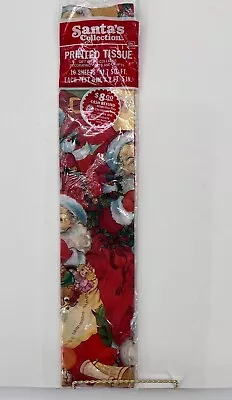 Vtg 1981 American Greetings Christmas Santa Tissue Paper-10 Sheets-41.7 Sq. Ft. • $7.88