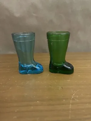 Set Of 2 Mod Dep Glass Toothpick Holders / Shot Glasses / Italian?  • $9.25